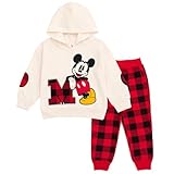 Disney Mickey Mouse - Conjunto de sudadera con capucha y pantalones de forro polar navideño para recién nacidos a niños grandes (0-3 meses - 14-16),7-8