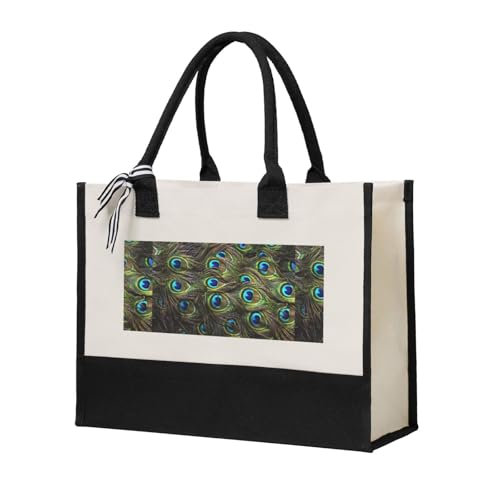 Sac fourre-tout en toile paon pour le shopping et les sorties