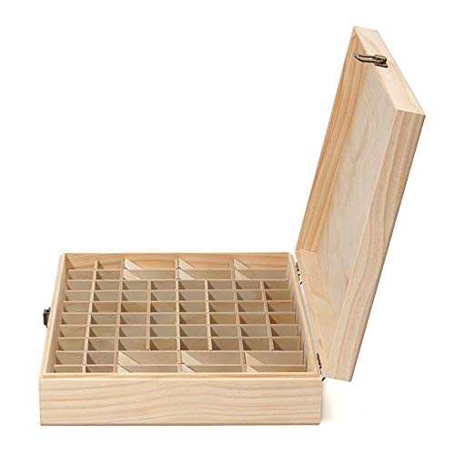 Pure Vie Essential Oil Wooden Storage Box Travel Display Presentation, Holds 56 Bottles & 12 Roller Balls - Aromatherapy Organizer Nail Polish Fragrance Container - Keep Your Oils Safe & Space Saver #TOP6