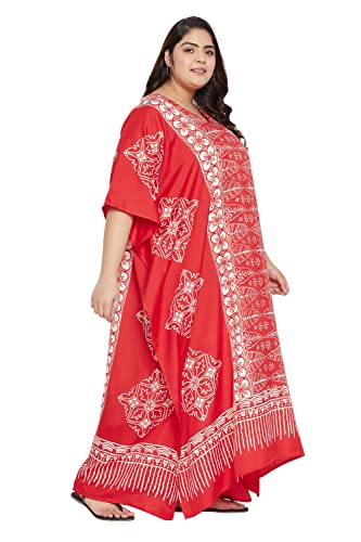 Image of Oussum Plus Size Kaftan Dresses for Women, Polyester Summer Caftan Cover Up Maxi Beach Dress, 1X-3X