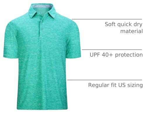 Image of Damipow Premium Golf Shirts for Men Dry Fit Performance Polo Short Sleeve Collared Shirt