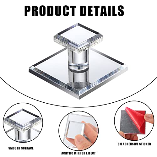 Tatuo 6 Pcs Stick On Knobs Acrylic Pull Handle Clear Beveled Mirror Knob Small Square Stick On Handle Peel And Stick Handles Self Adhesive Knobs For Cabinet Wardrobe Windows Drawer Door #TOP4