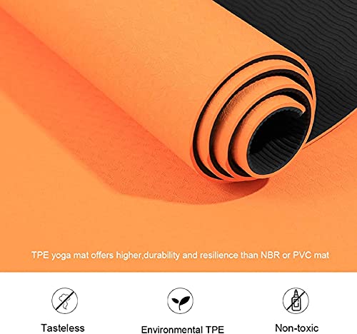 Image of Bodylastics Yoga Mat for Men and Women with Carry Bag TPE 6ft x 2ft x 6mm Large Size Anti Slip & Anti Tear Workout Mat