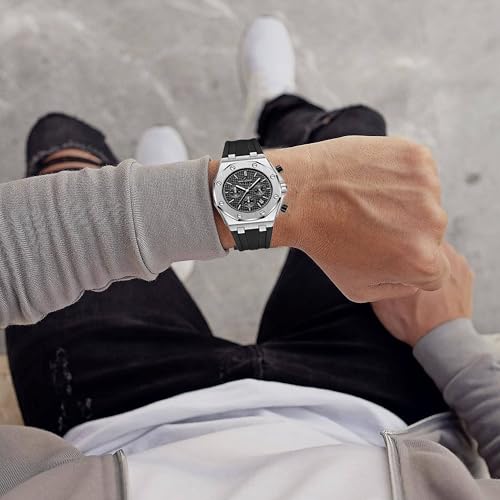 Image of Daniel Hechter Paris Tuileries Collection Multifunctional Watch for Men with Textured Octagone Dial and Silicon Strap-DHM1005