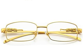 Narrow Rimless Square Gold Plated Metal Wire Frames Vintage Small Unisex Trendy 90s Hip Hop Retro Luxury Leopard Arms Full Frame Glasses Rectangle Designer Clear Lens Eye Glasses For Men And Women