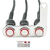 Rayana Stainless Steel LED Light Motorcycle Switch ON-Off Handlebar Adjustable Mount Waterproof Latching Push Button Switch DC12V Self-Locking (E-RED)