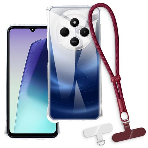 OAGELIM 2-in-1�ی�P�[�X�ƃ��X�g�X�g���b�v Xiaomi Redmi 14C 5G �Ƃ̌݊������� ���O���\�ȃ��j���[�h�t���d�b�J�o�[�A����~�ߕ����h�~�O���b�v�n���h�� (�N���A + ���b�h)