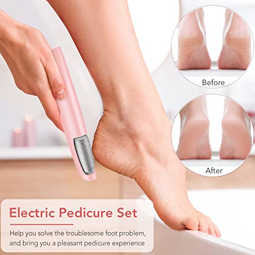 Electric Callus Remover For Feet, Professional Pedicure Kit Foot Scrubber For Dry, Dead, Cracked, Hard Skin, At Home Feet Spa Care Kit For Men & Women (Light-Pink) #TOP2