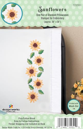 Tobin Stamped Pillowcases, Sunflower Yo, 20" x 30" Embroidery Kit image 4