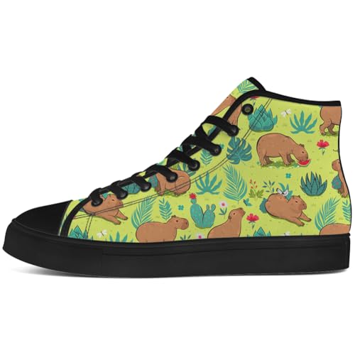 Capybara Shoes Cartoon Capybara Print High Top Canvas Sneakers Gifts for Men Women