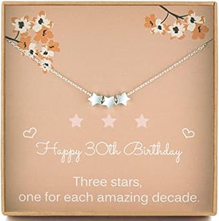 Pabenlily 30th Birthday Gifts for Women, Sterling Silver Three Star Necklace, Dainty Star Necklace, 6mm Star Beads, 1993 Birthday Jewellery Gifts for Her