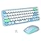 FOPETT Set Tastiera E Mouse Wireless 2.4GHz Verde - Full Size Con Ricevitore Unico E Tasti Silenziosi - 2