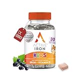 Active Iron Supplement 7 mg + Vitamin D for Kids – Increases Iron & Energy Levels – Gentle, Non-Constipating Blackcurrant Chews – Highly Absorbed – Supports Growth & Immune Health – 30 Chews