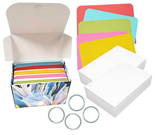 Debra Dale Designs - 4" X 6" Blank Index Cards Study Box System With Thick Bright Dividers - 200 Cards - 4 Rings - Premium Plus 326 Gsm Cardstock - 15 Point Thickness - Perfect For Advanced Students #TOP12