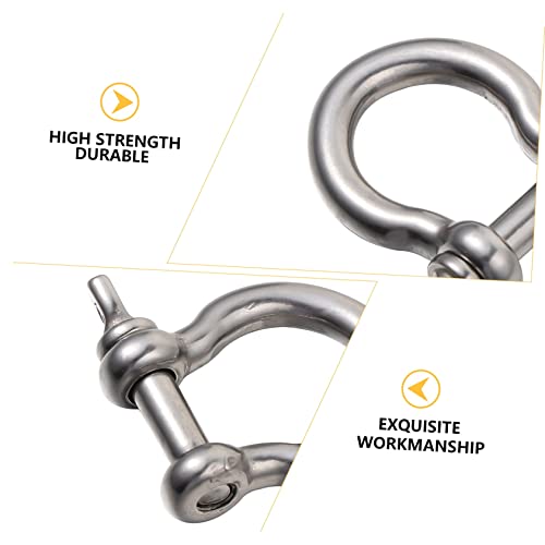 OSOLADY 4pcs Bow Buckle Stainless Chain Ceiling Hooks Heavy Duty Horseshoe Shaped Shackles D- Ring Shackle D-Shackle Heavy Duty Load Clamp Sturdy Lifting Shackles Stainless Steel Silver