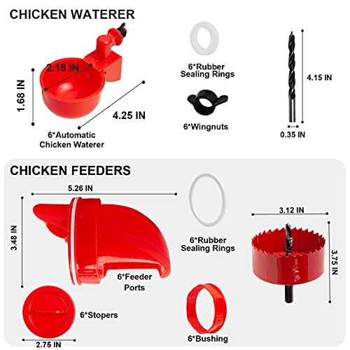 Automatic Chicken Feeders and Waterers, Rodent-Proof, 6 pcs
