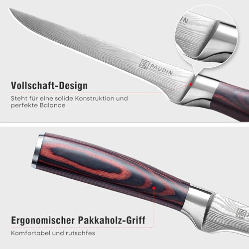 PAUDIN 15 cm Filetiermesser Küchenmesser aus hochwertigem Edelstahl, Professional Kochmesser mit scharfe Klinge