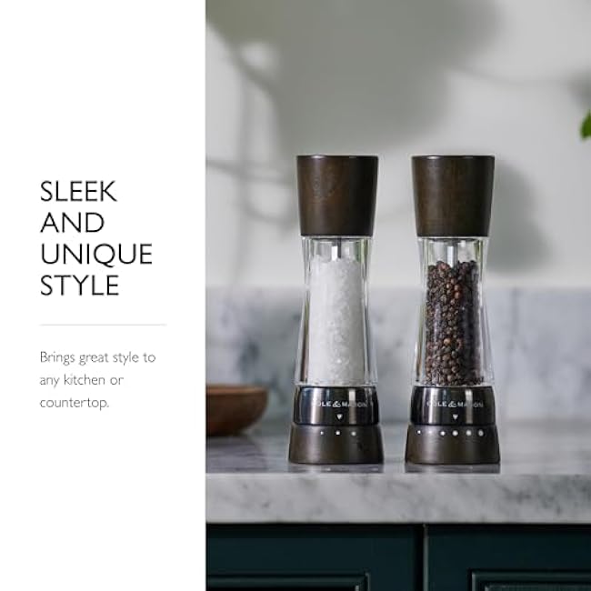 Cole & Mason Derwent Salt Mill - Gourmet Precision Salt Grinder - Refillable Seasoning and Spice Tools - Adjustable Seat, Himalayan and Kosher Salt Grinder Settings - Dark Wood