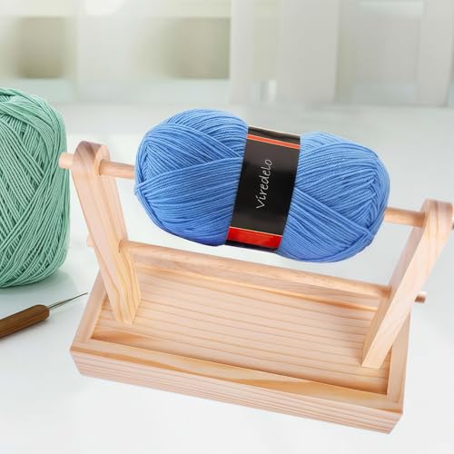 Image of Viredelo Yarn Holder Dispenser for Crocheting, Burlywood | Storage Box, Twizzter Portable, Handmade Wood, Yarn Ball Holder