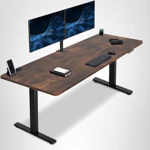 VIVO Large Electric 83 x 30 in Standing Desk, Memory Height Adjustment, 1B Series, Holds 220 lbs, Rustic Vintage Brown Top Black Frame, DESK-KIT-1B8N - Image 9