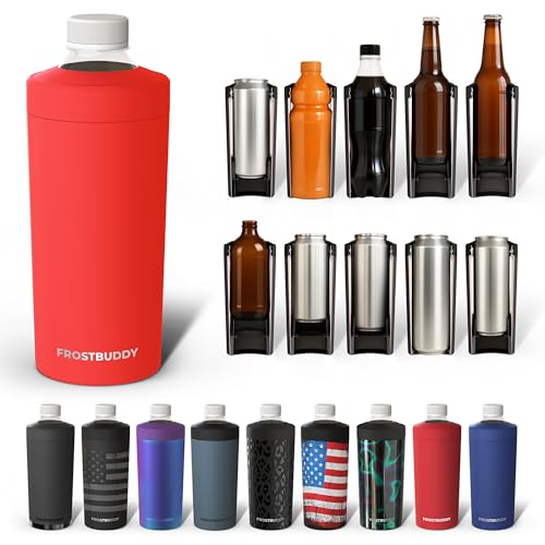Image of Frost Buddy Universal Buddy XL Can Cooler Fits 12-ounce, 16-ounce, 20-ounce, and 24-ounce Cans and Bottles - Keep Your Drinks Refreshingly Chilled for over 12 hours (Red)
