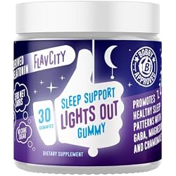 FlavCity Melatonin Sleep Gummies for Adults, Lights Out Gummy - Chewable Sleep Support Supplement with Plant-Based GABA, Magnesium & Chamomile for Deep & Restful Bedtime, 30-Day Supply