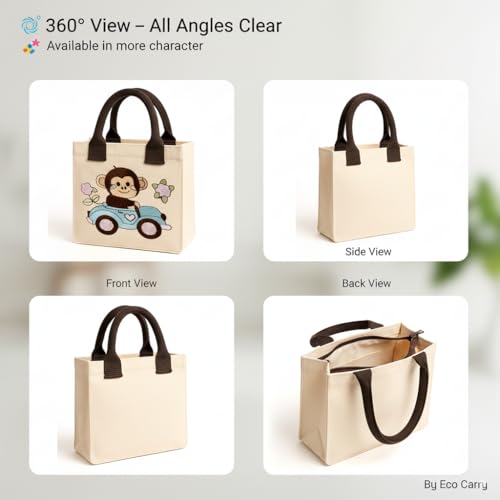 Image of Kids Lunch Bag | Cute & Stylish Embroidery Mini Tiffin Bag for Boys & Girls | Cute Cotton Cartoon Design I Picnic Tuition School, Preschool & Playschool | Gift for Birthday