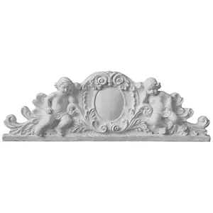 Ekena Millwork APL28X09X02SC 28 1/2-Inch W X 9 5/8-Inch H X 2 3/4-Inch P Scroll Angel Center with Scrolls