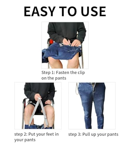 Clip and Pull Dressing Aids Pants Wearing Assist Tool Device Adjustable Clip Belts No Need Bend for Elderly Disabled Pregnant Injuries Pants Helper (Grey)