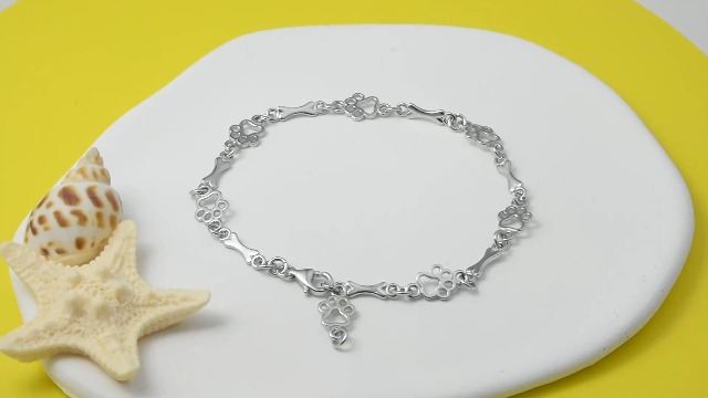 Amazon.com: 925 Sterling Silver Dog Bone and Paw Print Link Charm