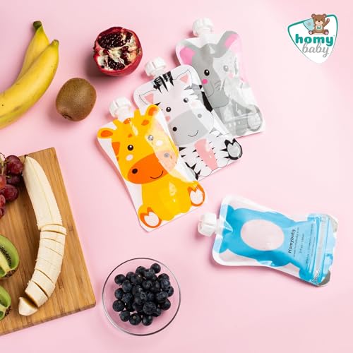 Miniatura 9 de Homybaby Bolsas Reutilizables Comida Bebe 4 Unidades - Bolsas De Fruta Reutilizables Para Alimentacion Complementaria Bebe - Recipiente Bebe Comida De Divertidos Animales