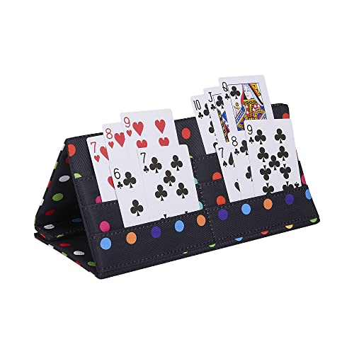 Septcity Card Holders For Playing Cards, Hands Free Folding Playing Card Holder For Bingo Canasta 5 Crowns Card Game, Polka Dots Cards Tray For Kids And Adult #TOP20