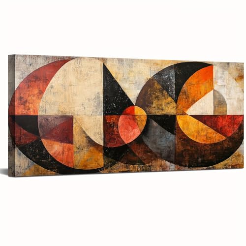 EUXUXI Mid Century Modern Abstract Geometric Canvas Wall Art Burnt