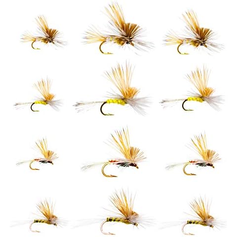 Outdoor Planet 12 Tilt Wing Dun Caddis Mayfly Dry Flies for Trout Fly Fishing Flies Lure Assortment Cover