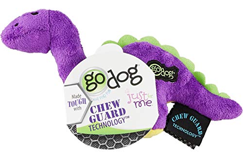 goDog 3 Pack of Just for Me Bruto Plush Dog Toys, Small, Purple, with Chew Guard Technology and Puncture-Proof Squeakers