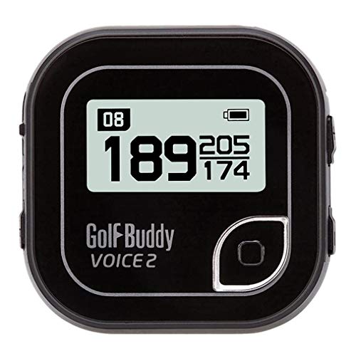 Golf Buddy Bundle Voice 2 GolfBuddy Voice2 Easy-to-Use Talking GPS, Black + 1 Custom Ball Marker Hat Clip Set (American Eagle)
