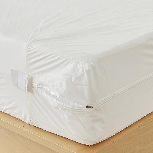 Bargoose Home Textiles, Inc. | Zippered Queen Mattress Cover | Vinyl Bed Protector | Waterproof Material | Premium Box Spring Encasement | Guards From Liquids & More | Brushed Silk Finish (16" Deep) #TOP1