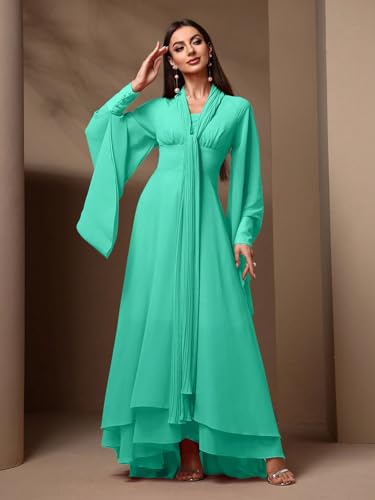 Image of TOLEEN Summer Floral Dresses for Women Long Sleeve Casual Style Beach Swing Dresses
