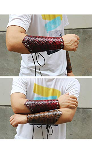 VolksRose Leather Archery Arm Guard, Adjustable Hunting Shooting Arm Guard, Bracers Leather Arm Armor Guard Medieval Rivet Style Armor Costume Traditional Archery Protective Gear, 1 Piece #8 - Thumbnail 7