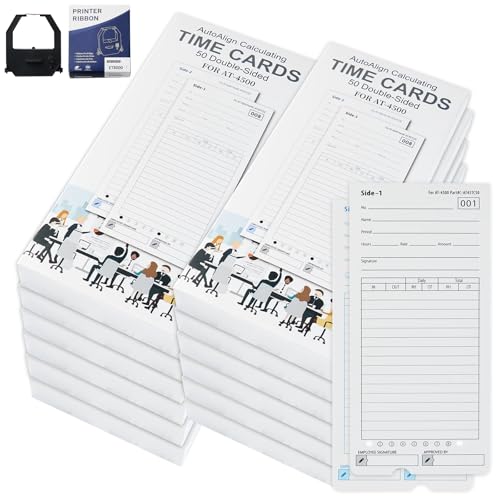 600 AT-4500 Time Cards, 12-Packs of 50ea Time Cards Specifically Designed for AT-4500 Time Clocks, 2-Sided, Numbered #1–#50, Individually Packaged (600)