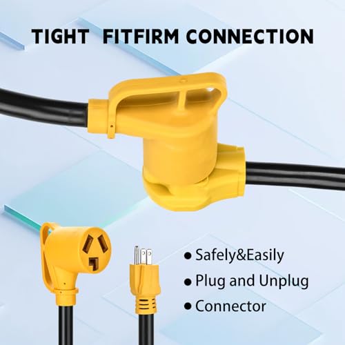 Image of Dryer Adapter Cord, NEMA 5-15P Male to 10-30R Female Power Adapter, Heavy Duty STW 10 Gauge Only for 15 Amp 120V Dryer, 12Inch, ETL Listed（Yellow）
