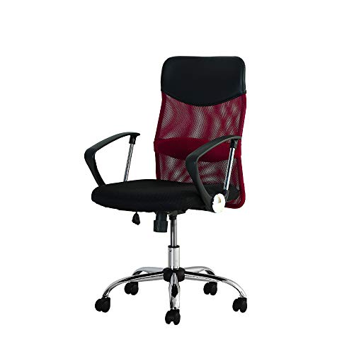 LOOKIT オフィスチェア メッシュ S字構造 腰サポート 固定肘 ミドルバック レッド SSP-MA