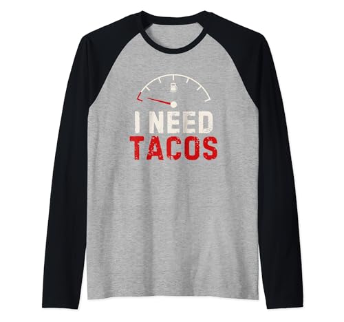 Vintage I Need Tacos Lover Retro Tacos Amante del cibo Maglia con Maniche Raglan