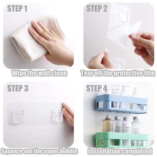 Transparent duschregal Haken,Klebehaken Extra Stark für Regal Ersatzhaken,Selbstklebende haken für küche badezimmer eckregale duschablage korb(8 Stück)