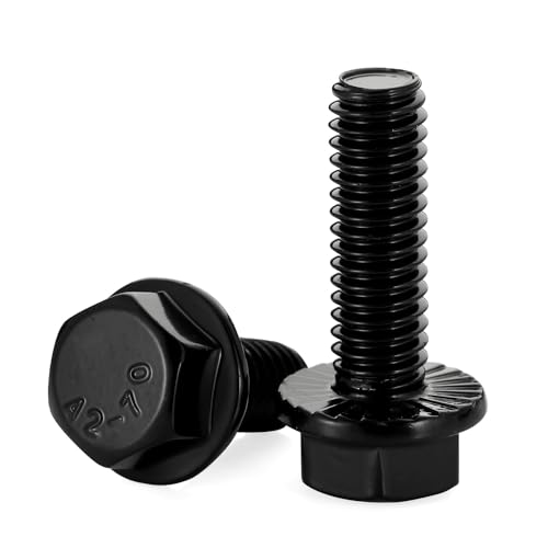 Image of 1 /4-20 x 1 Flange Hex Head Bolts, Stainless Steel 304 Black Finish, Fully Threaded, 25 PCS