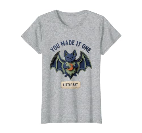 You Made It One, Little Bat Cute First Birthday Halloween T-Shirt, Women, Heather Grey, 3X-Large