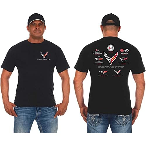 JH DESIGN GROUP Mens Corvette T-Shirt C8 C7 C6 C5 C4 C3 C2 C1 Collage Shirt (US, Alpha, Large, Regular, Regular, Black)