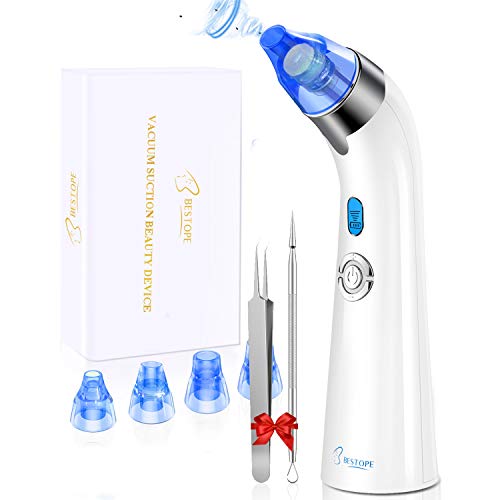 Preisvergleich Produktbild Mitesserentferner Mitesser Entferner BESTOPE mit 4 Austauschbare Schönheit Köpfe Mitesser Sauger Porenreiniger Blackhead Remover Professionell Pickelentferner Porensauger Set [Blau VERSION]