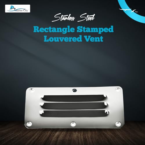 Image of MARINE CITY Stainless-Steel 2-1 /2 inch x 5 inch Rectangle Stamped Louvered Vent