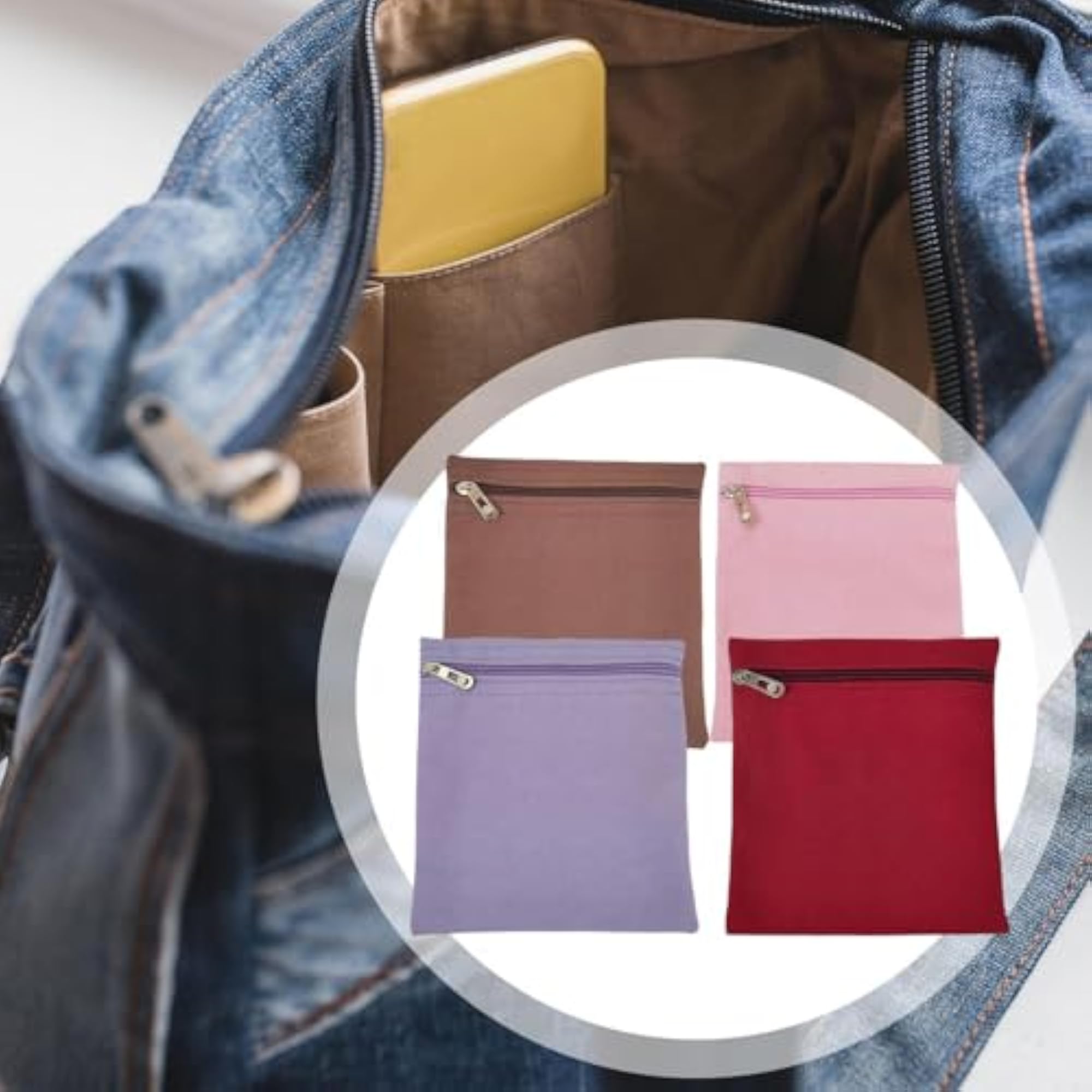 2Pcs Sew in Side Pocket with Zipper, Travel Security Pocket
